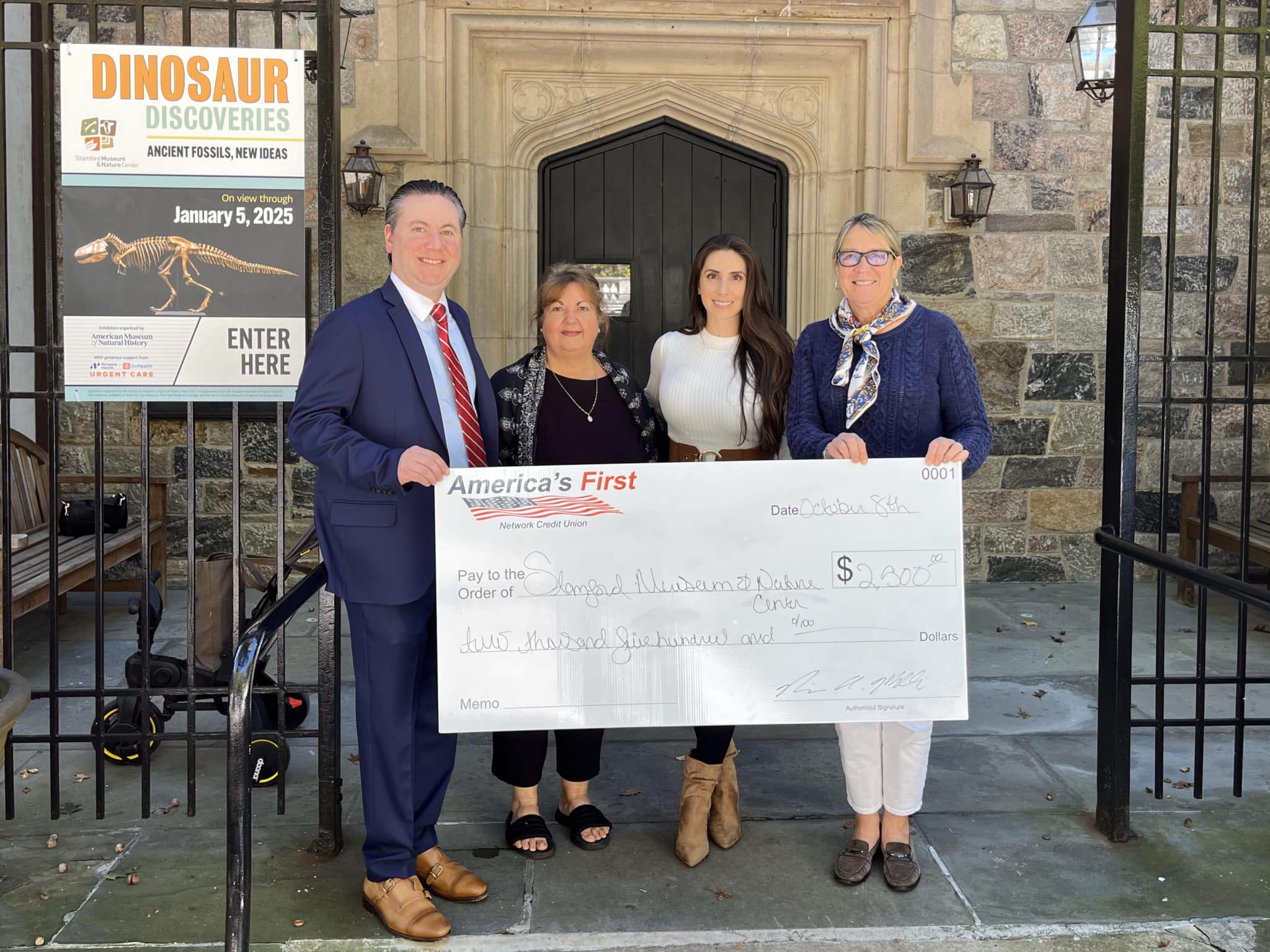 America’s First Network Credit Union presented Stamford Museum & Nature Center with a $2,500 donation