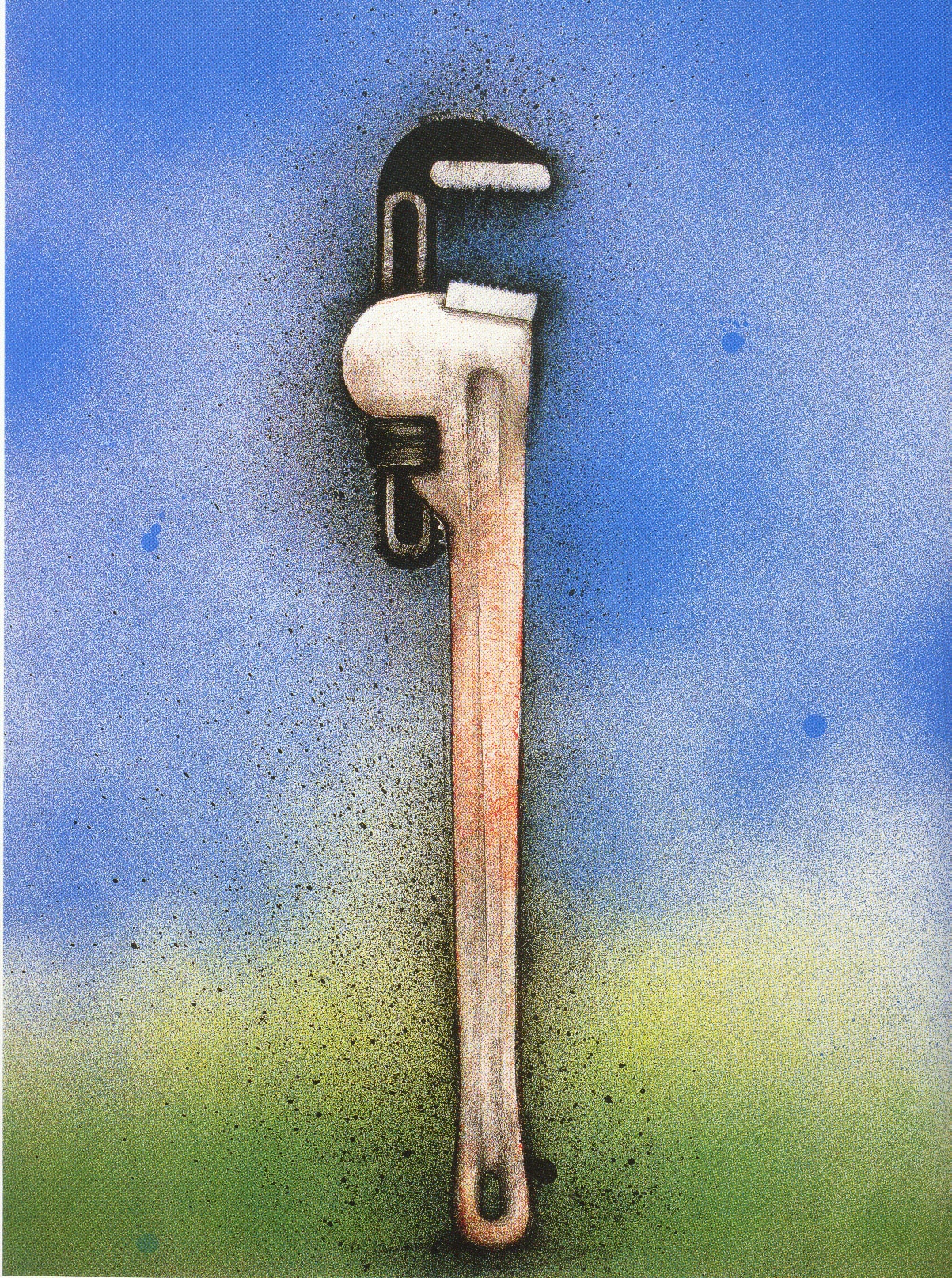 <b>Jim Dine,</b> <i> Big Red Wrench in a Landscape,<.i> 1973, Color Lithograph, 30” x 22” x 2” © Jim Dine / Artists Rights Society (ARS), New York.