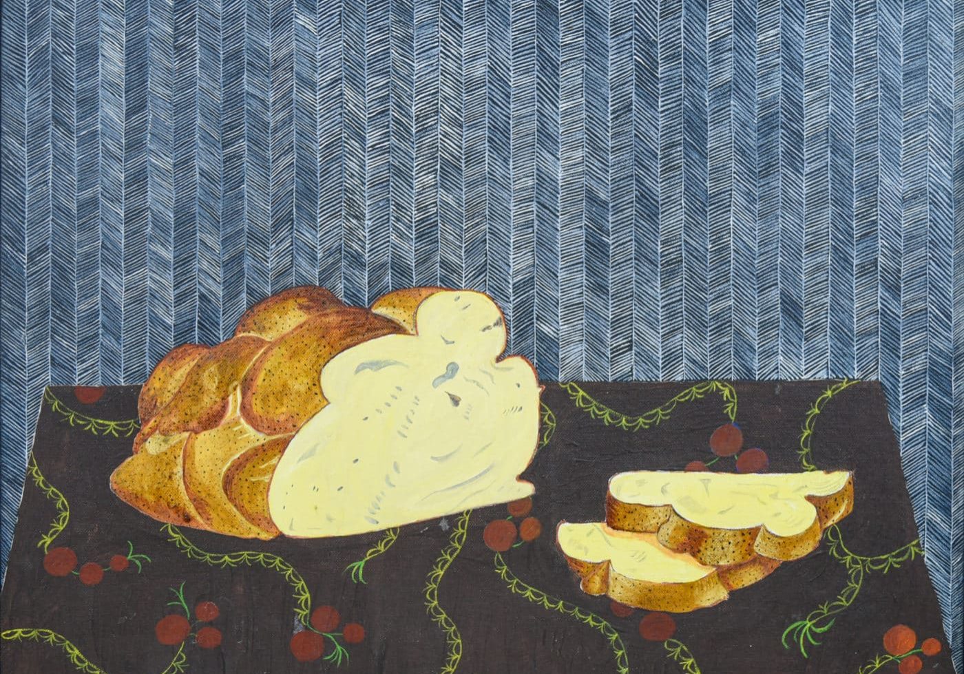 <i>Sliced Loaf,</i> c. 1968<br> casein on canvas<br>16 x 20 inches<br> Collection of the Stamford Museum & Nature Center<br> Gift of Mr. Charles Regensburg<br>85.7.2